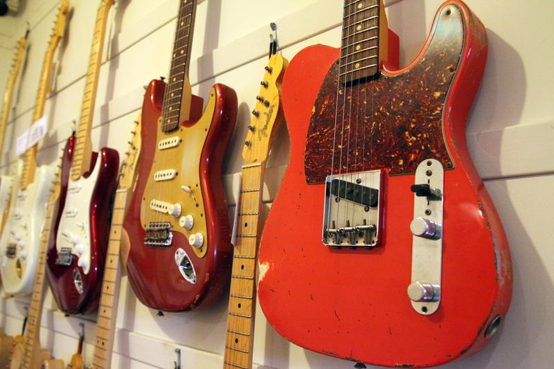 A new "distressed" electric guitar at Mandolin Brothers.